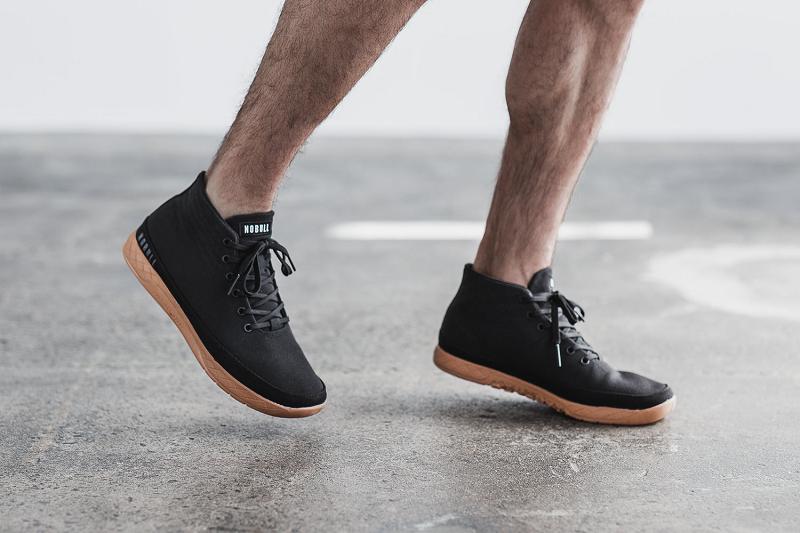 Men's Nobull Coffee Canvas Mid Trainers Black | SG U2227Z